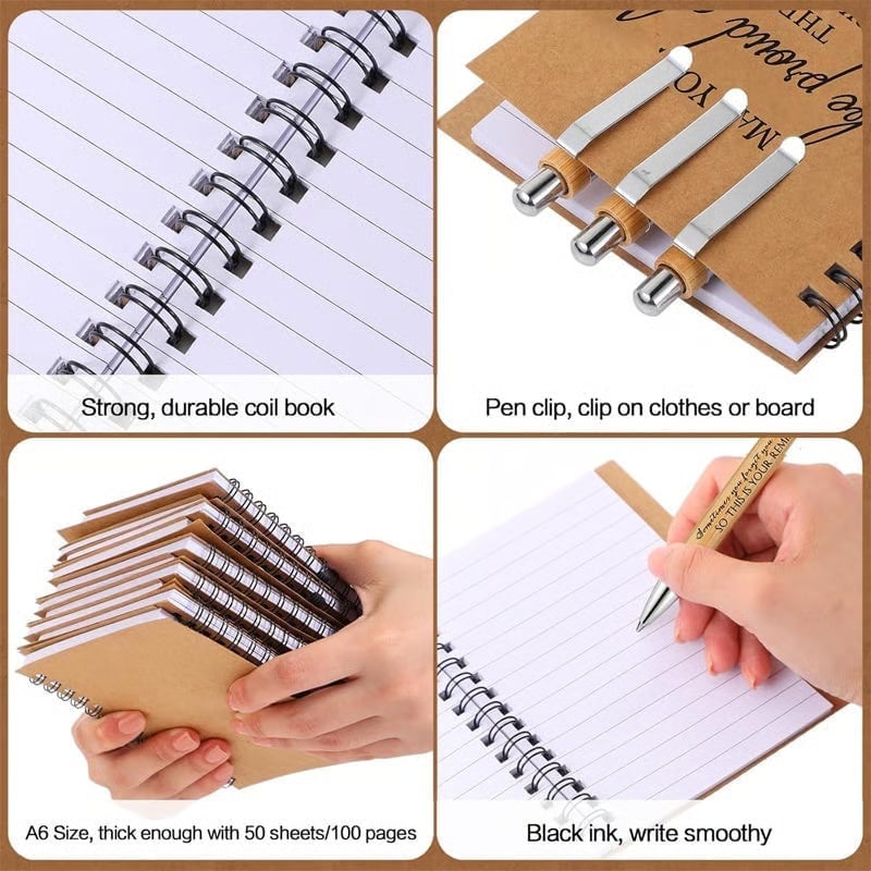 “Proud of You" Inspirational Keychain, Notepad & Bamboo Pen Gifts Set