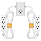 #1 Bestselling 6FT Ultra Flat Plug Extension Cord Power Strip with 3 Outlets