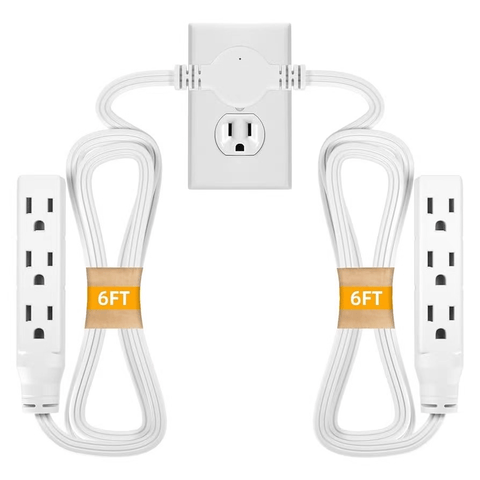 #1 Bestselling 6FT Ultra Flat Plug Extension Cord Power Strip with 3 Outlets