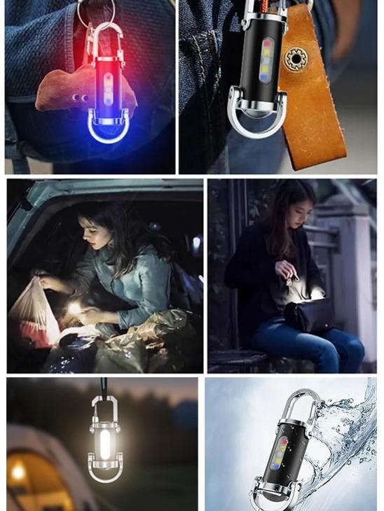 Rechargeable Mini Keychain Flashlight - 800 Lumens, 6 Modes, Perfect for Outdoor Adventures, Work, and Emergencies