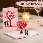3D Pop-Up Anniversary Card - Romantic Love Tree & Hearts Design