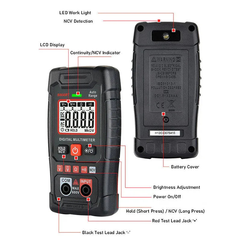 Smart Anti-Burn Multimeter! 4000-Count Auto-Ranging, Palm-Sized Zero-Fail Measurement Tool