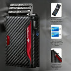 Premium Aluminum RFID Blocking Minimalist Wallet for Men - Pop-Up Card Access, Money Clip & ID Window