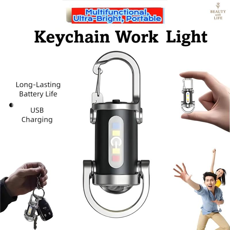 Rechargeable Mini Keychain Flashlight - 800 Lumens, 6 Modes, Perfect for Outdoor Adventures, Work, and Emergencies