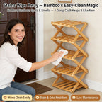 Instant-Use Bamboo Rack – 9 Tiers, No Tools Needed