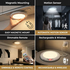 Dimmable rechargeable ceiling light with motion sensor – magnetic & wireless