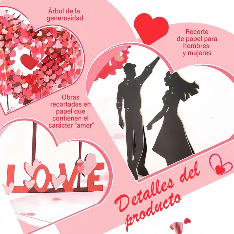 Pop Up Anniversary Card, 3D Valentine's Day Anniversary Card with Love Tree & Hearts