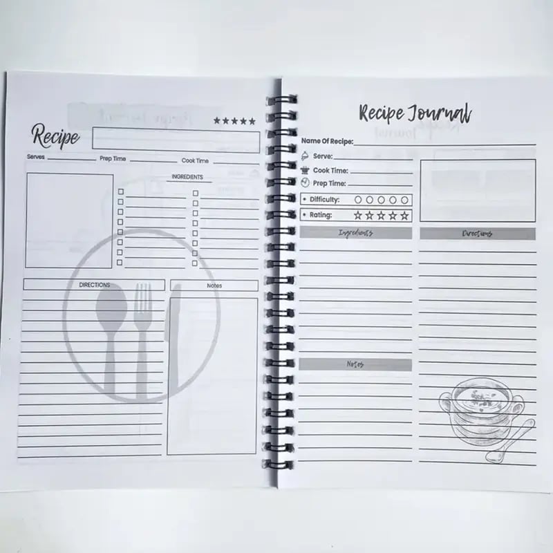 Durable Spiral My Cookbook Notebook Illustrated Kitchen Tools Creative Warmth