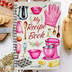 Durable Spiral My Cookbook Notebook Illustrated Kitchen Tools Creative Warmth