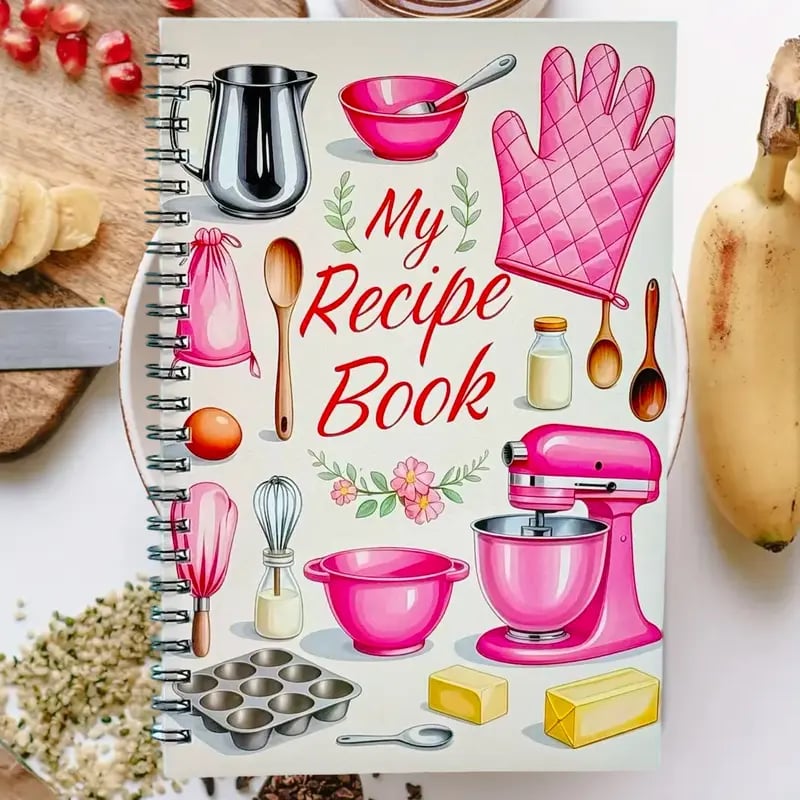Durable Spiral My Cookbook Notebook Illustrated Kitchen Tools Creative Warmth