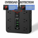 16-in-1 Power Strip with Switch & Surge Protection,ETL Listed Fireproof Power Strip
