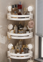 ABS Triangular Suction Cup Hook Toiletries Storage Rack