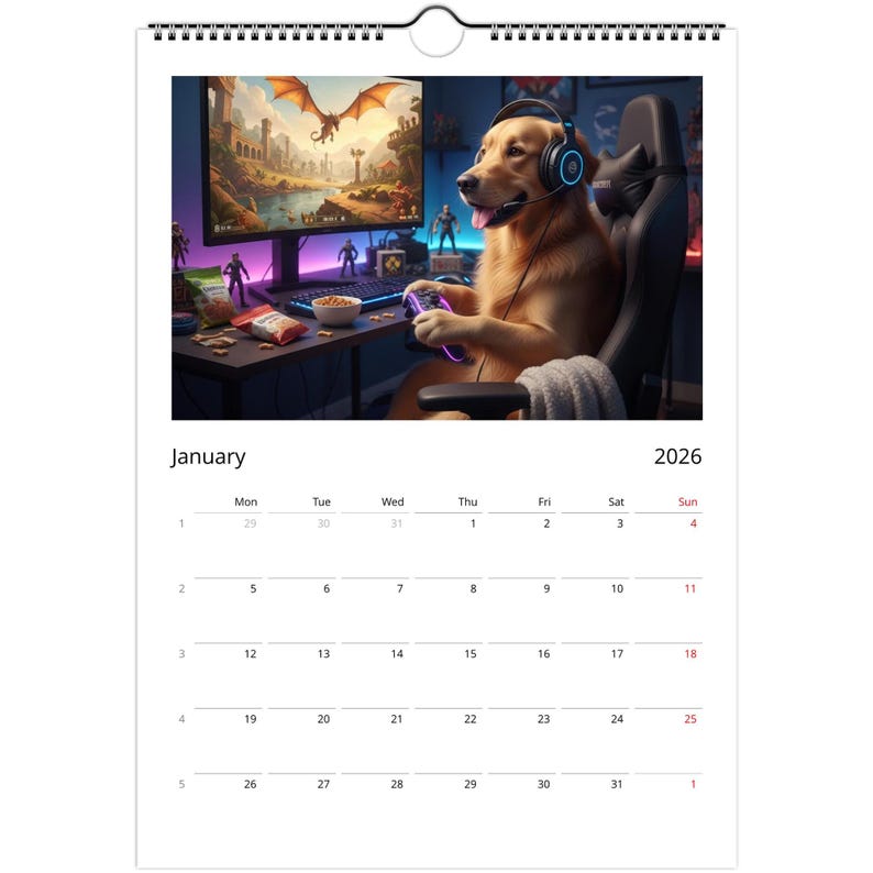 Golden Retriever dog Calendar - Daily Activities