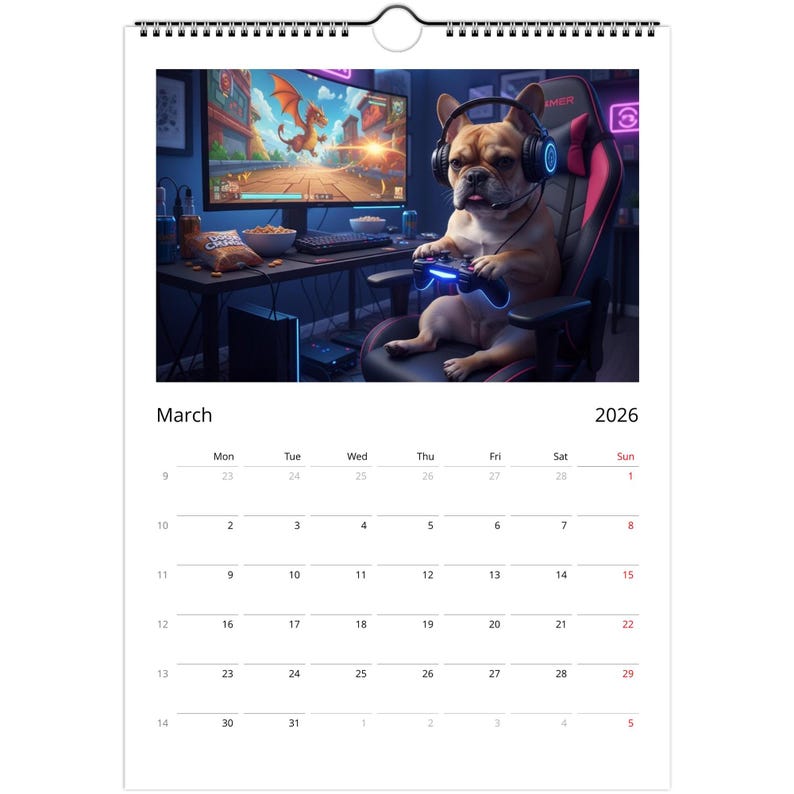 French bulldog Calendar - Daily Activities