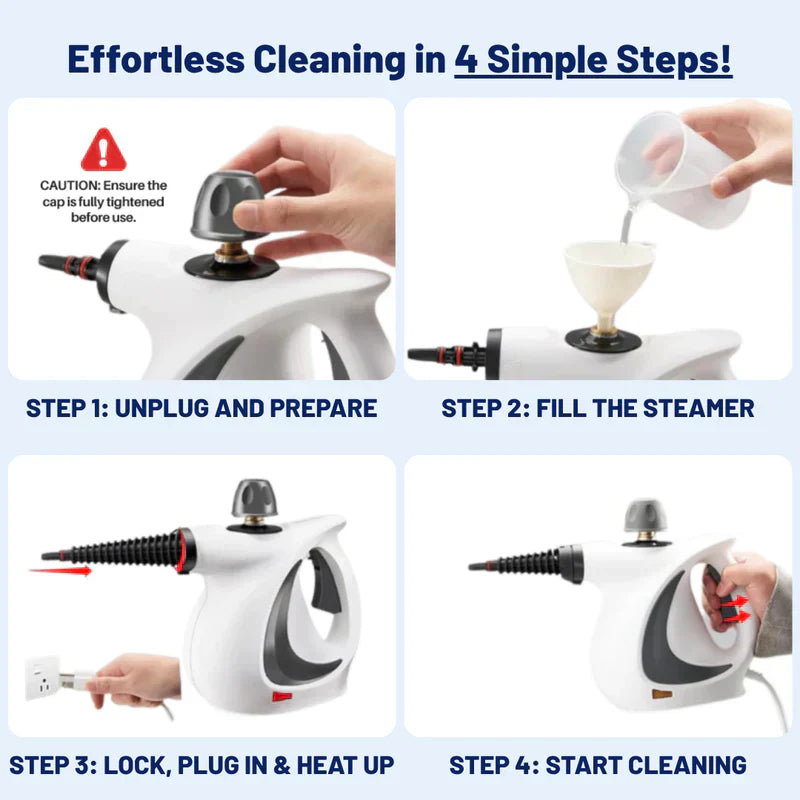 SALE !! Pressurized Handheld Multi-Surface Natural Steam Cleaner with 12 pcs Accessories