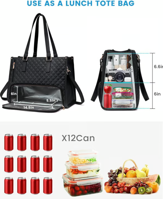 3 in 1 Lunch Tote Bag for Women Free Matching Wallet