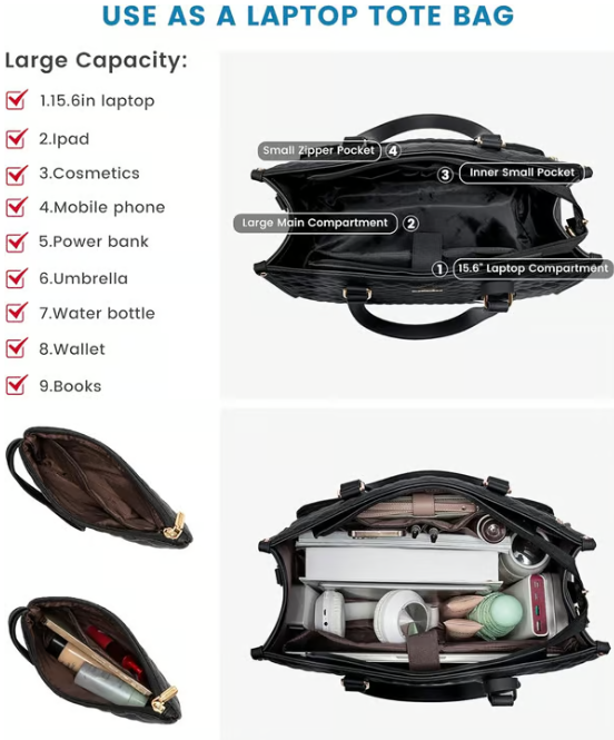 3 in 1 Lunch Tote Bag for Women Free Matching Wallet