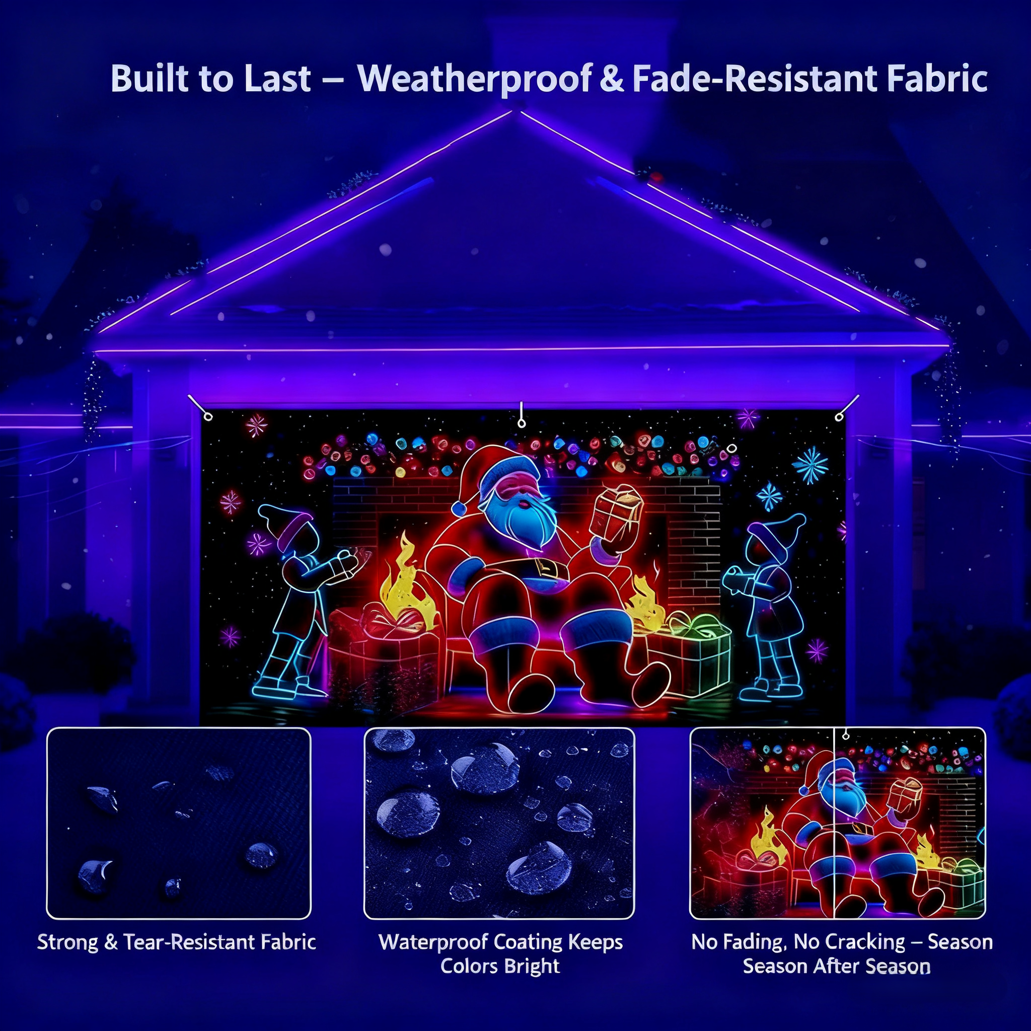 HOLIDAY HAUL SALE UV Activated Christmas Garage Door Cover Banner, Glows in Dark