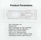 【Family Essentials】White Laser Telescopic Zoom Flashlight