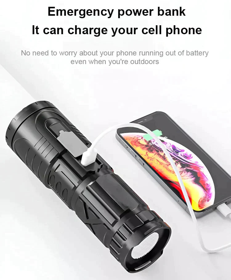 【Family Essentials】White Laser Telescopic Zoom Flashlight