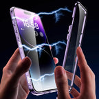 Anti-Peep Double-Sided Glass Magnetic Metal Frame Phone Case For iPhone