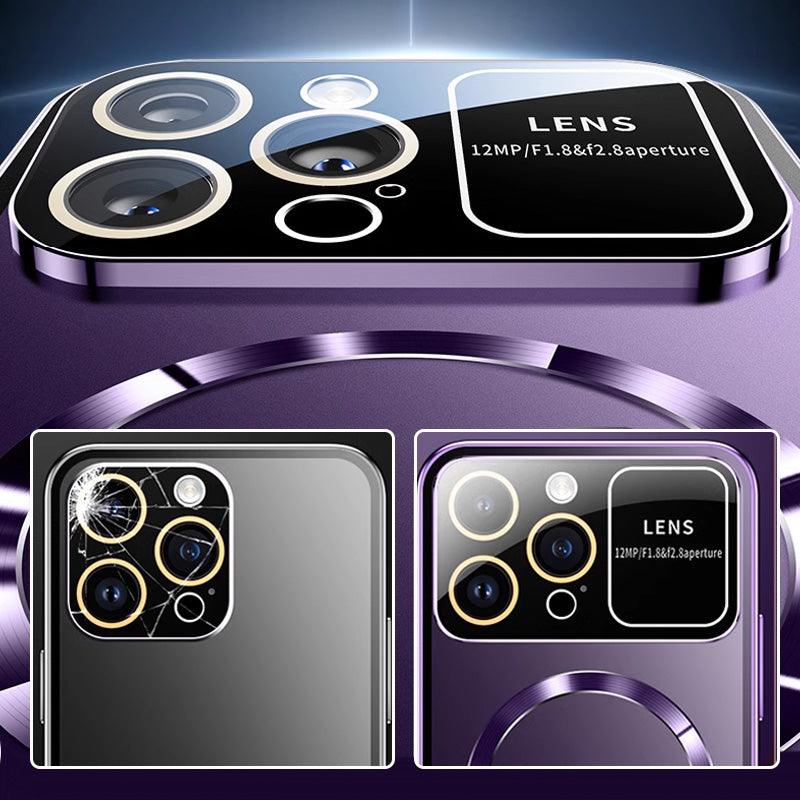 Anti-Peep Double-Sided Glass Magnetic Metal Frame Phone Case For iPhone