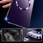 Anti-Peep Double-Sided Glass Magnetic Metal Frame Phone Case For iPhone