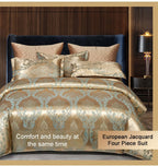 Nice gift European Luxury Satin Jacquard 4-Piece Bedding Set