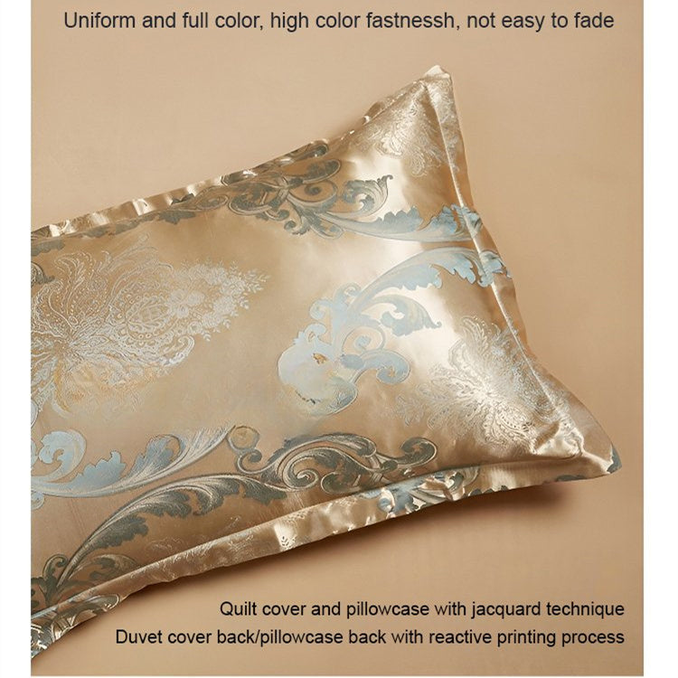 Nice gift European Luxury Satin Jacquard 4-Piece Bedding Set