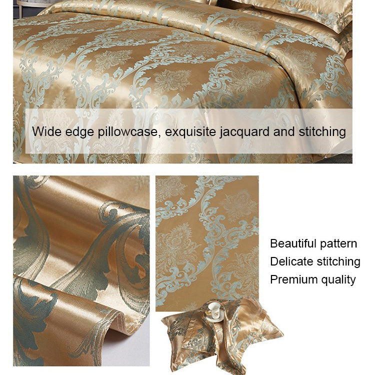 Nice gift European Luxury Satin Jacquard 4-Piece Bedding Set