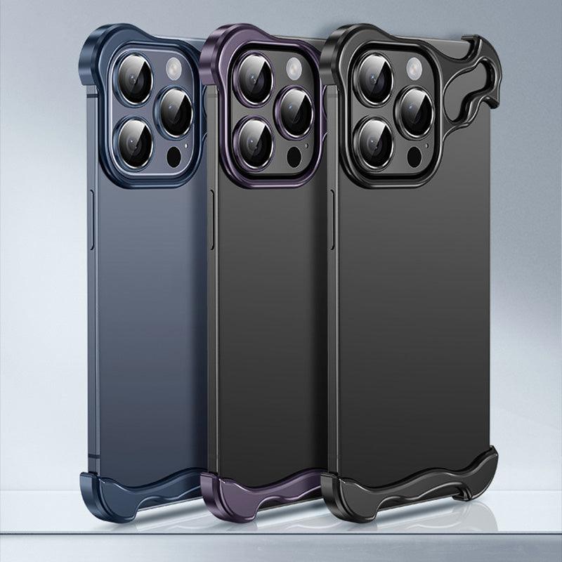 Free lens film Special-Shaped Metal Corner Pad Anti-Fall Phone Case for iPhone