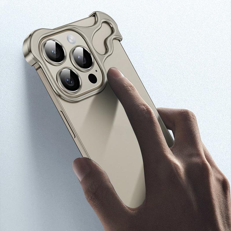 Free lens film Special-Shaped Metal Corner Pad Anti-Fall Phone Case for iPhone