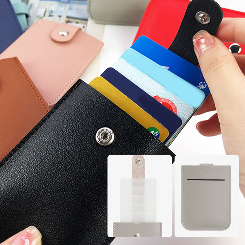 Slim Multi-Card Holder – Holds 5 Cards + Cash, Snap Closure & Waterproof PU Leather