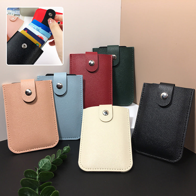 Slim Multi-Card Holder – Holds 5 Cards + Cash, Snap Closure & Waterproof PU Leather