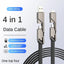 4-in-1 [60W Fast Charging & Data Sync] Flat Braided Anti-Tangle Charger Cord with Velcro