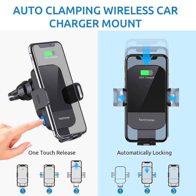 Promotion Auto-Clamping 15W Fast Charging Wireless Car Charger