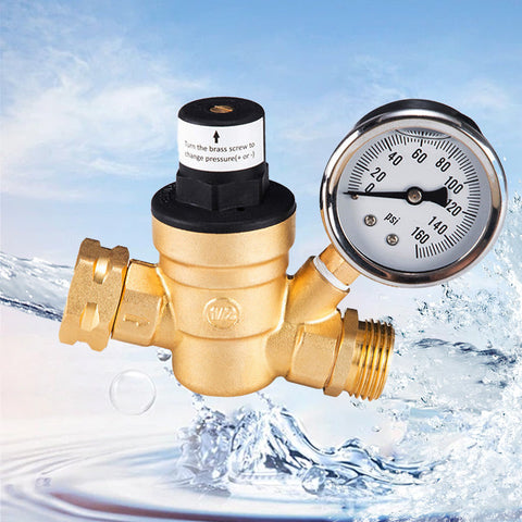 Lead-Free RV Water Pressure Regulator with Gauge