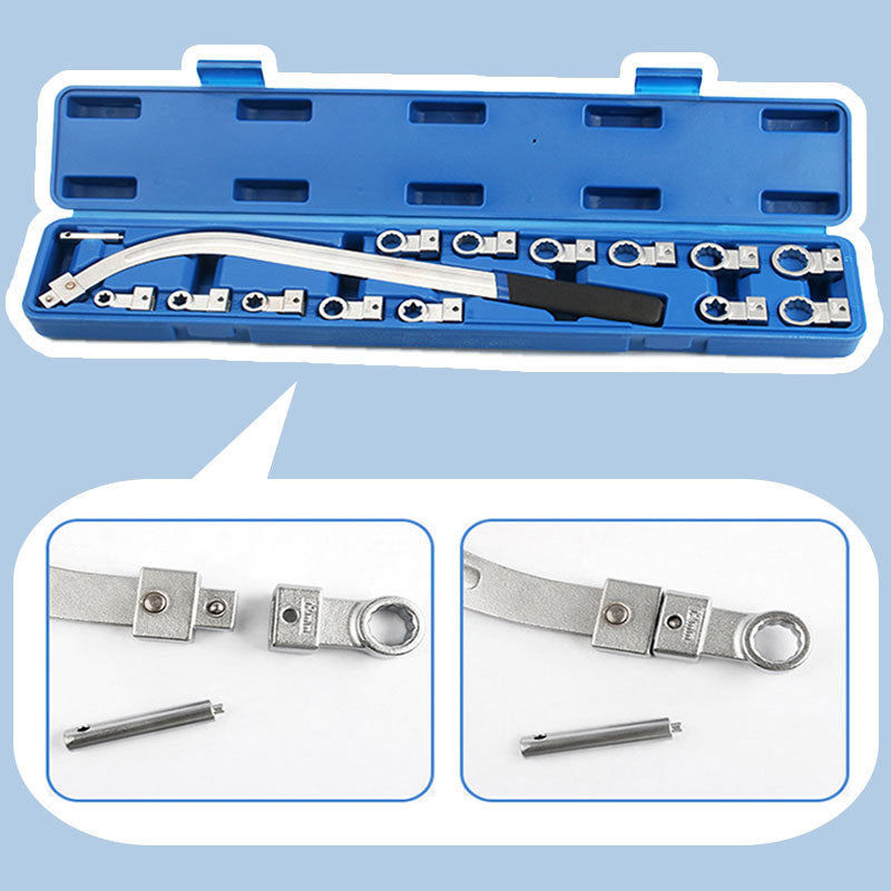 Time- 15 Piece Portable Replaceable Head Belt Wrenches Set