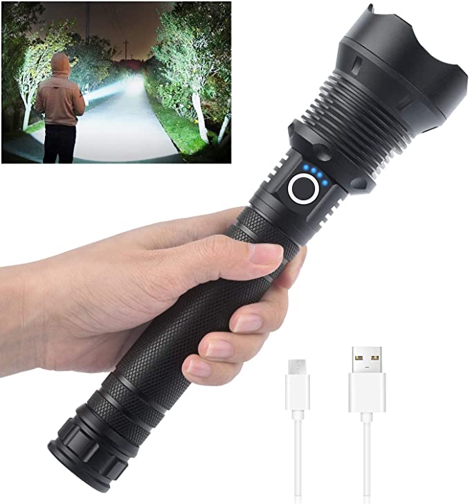 20000 Lumen Tactical Flashlight-Extreme Beam & Power Bank Function