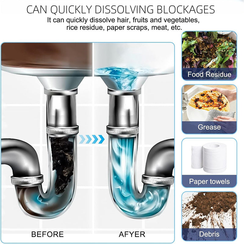 Drain Clog Remover, Pipeline Dredging Agent, Powerful Quick Cleaning Drain Toilet Cleaner Tool, Unclog Toilet Clog And Kitchen Sink Pipe Unblocker Powder