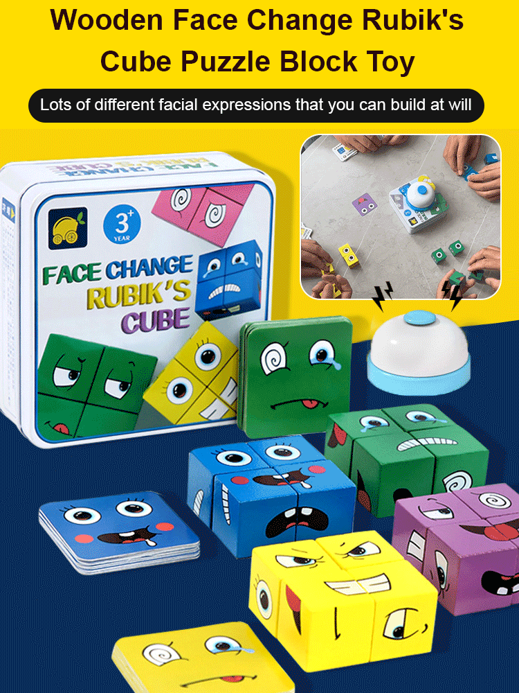 5D Puzzle Educational Faces Changing Game - Interactive Family Activity with Rotating Expressions for Creative Learning