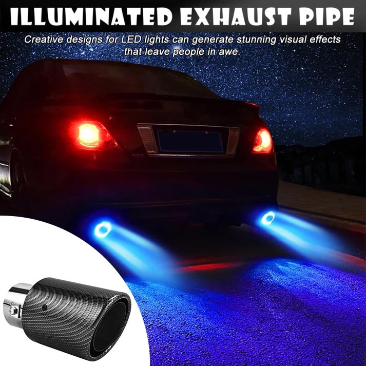 Car Tuning Carbon Fiber LED Light Emitting Exhaust Pipe