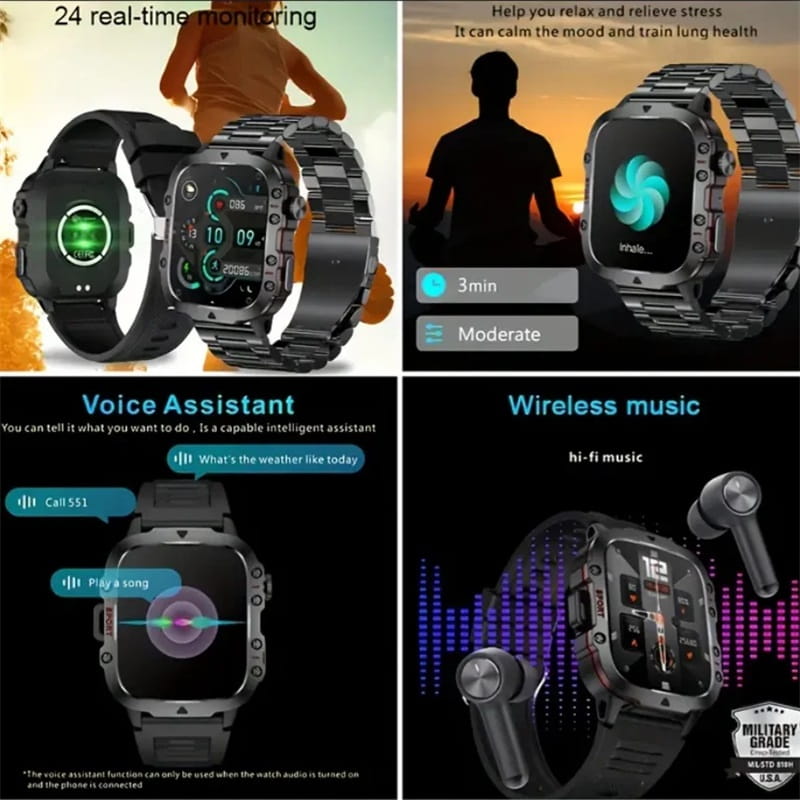 Waterproofing Ultimate Outdoor Companion Rugged Outdoor Smart Watch - 100+ Sports Modes