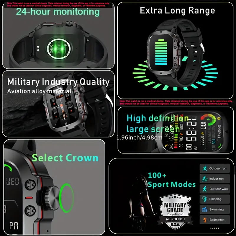 Waterproofing Ultimate Outdoor Companion Rugged Outdoor Smart Watch - 100+ Sports Modes