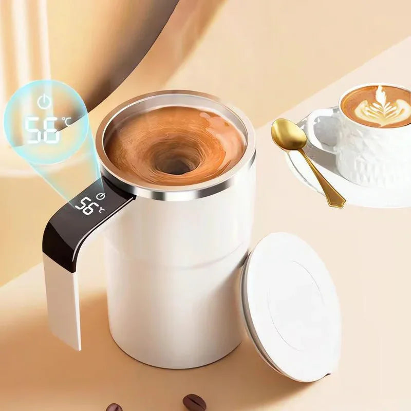 Rechargeable Automatic Magnetic Stirring Coffee Mug Set with Digital Display