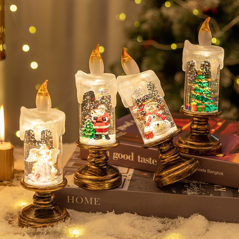 Christmas Battery Operated Lighted Christmas Snow Globe Candle