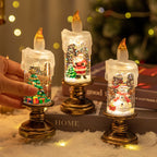 Christmas Battery Operated Lighted Christmas Snow Globe Candle