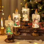 Christmas Battery Operated Lighted Christmas Snow Globe Candle
