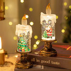 Christmas Battery Operated Lighted Christmas Snow Globe Candle