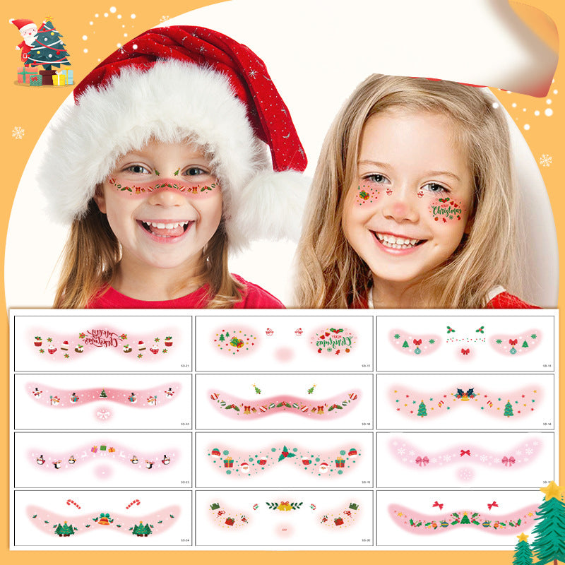 Early Christmas - 12 Sheets Christmas Temporary Face Tattoos for Kids